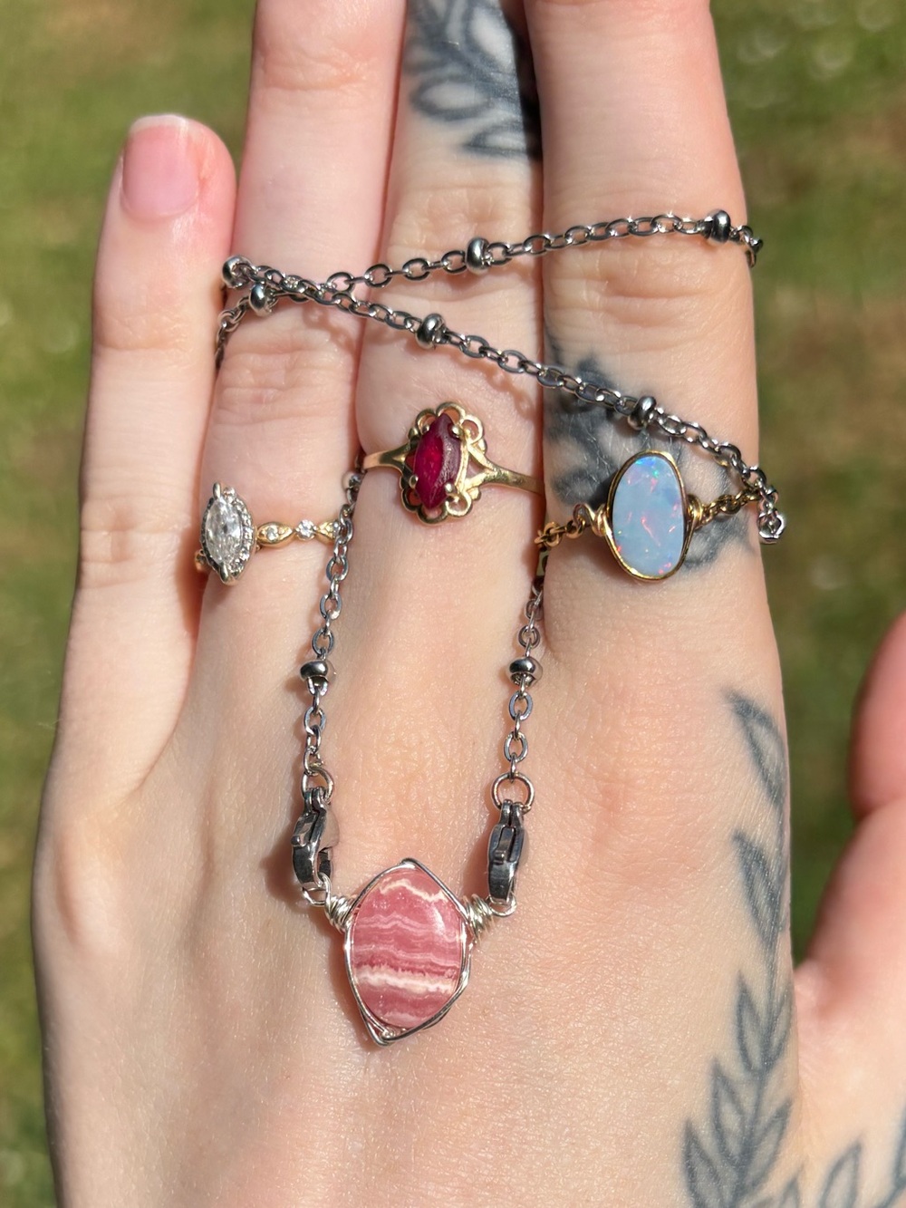 Rhodochrosite interchangeable necklace